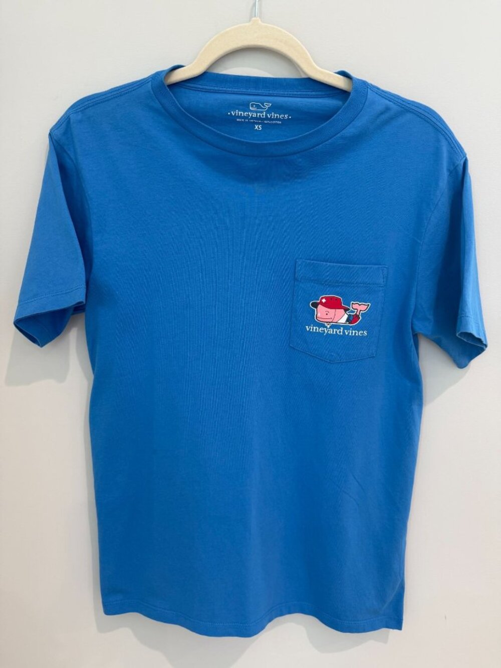 Vineyard Vines Men's XS Lifeguard Whale Short Sleeve Pocket T-Shirt Blue Cotton
